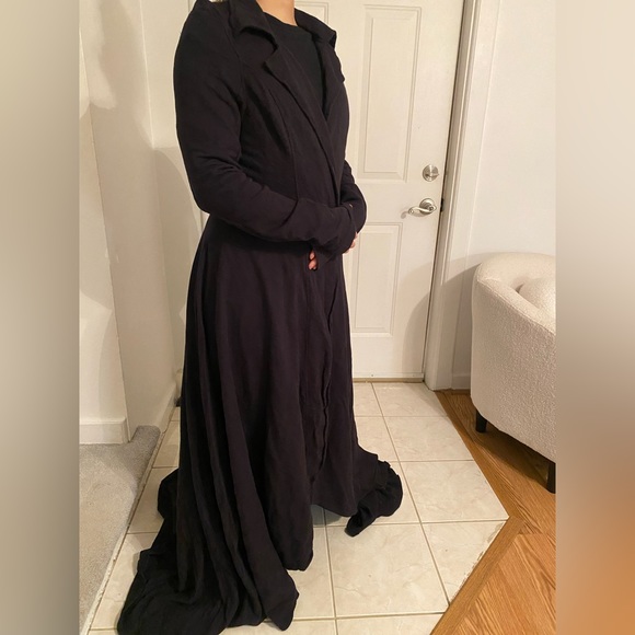 Mark & Estel Cascade Maxi Coat Long Open Drape Jersey Cardigan Oversized Jacket - Picture 6 of 9